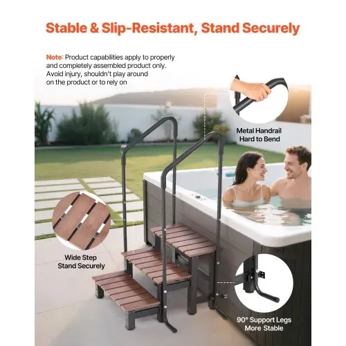 VEVOR Badewannenstufe Pooltreppe 3-stufige Wohnmobiltreppe, 640,08 mm breite Außentreppe für oberirdische/aufblasbare Pools mit 249,48 kg Tragkraft, vielseitig einsetzbar für Veranda Terrasse – Bild 2