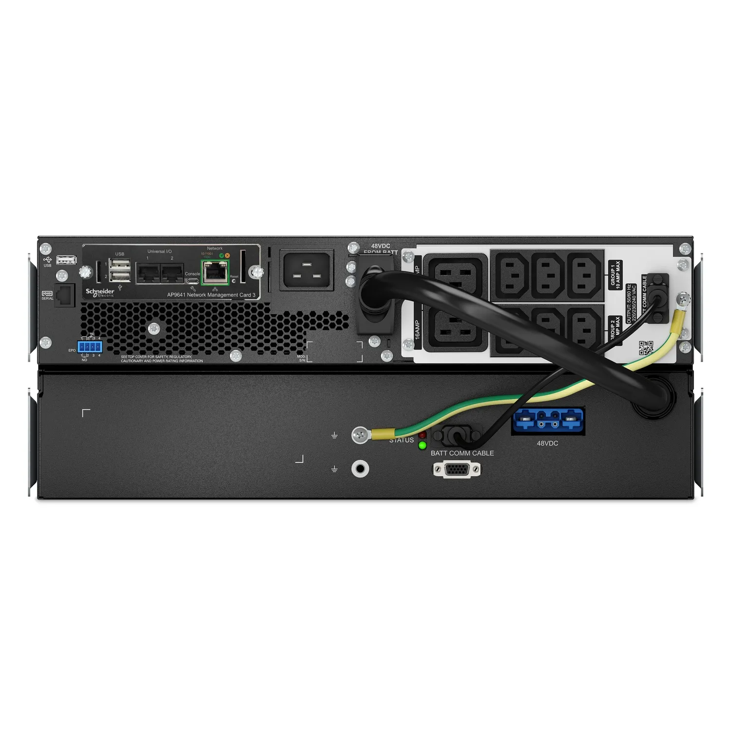APC Smart-UPS On-Line, 3kVA, Lithium-Ionen, Rackmontage 4HE, 230V, 6x C13+2x C19 IEC Ausg., Netzwerkkarte, SmartSlot, lange Laufzeit, Rack-Einbausatz – Bild 2