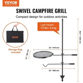 VEVOR Drehspieß Schwenkgrill Stahl 360 x 360 mm, Holzkohlegrill Doppelte Schichten Grillrost Grillgestell 6 kg Belastbarkeit 300 ℃ Freistehend Spießbratengrill BBQ Grill Grillwagen Barbecue Outdoor VEVOR Drehspieß Schwenkgrill Stahl 360 x 360 mm, Holzkohlegrill Doppelte Schichten Grillrost Grillgestell 6 kg Belastbarkeit 300 ℃ Freistehend Spießbratengrill BBQ Grill Grillwagen Barbecue Outdoor