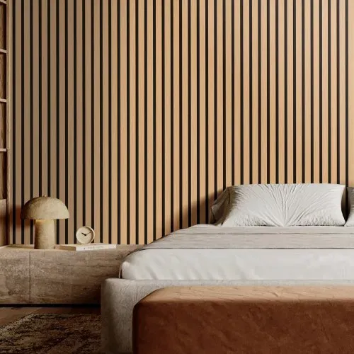 VEVOR Akustikpaneele, Akustikplatte, 1200 x 600 mm, MDF-Akzent-Holzwandpaneele für moderne Innenwanddekoration, Kunstholz-Wandplatten zur Geräuschreduzierung, helle Eiche, 4er-Set – Bild 7
