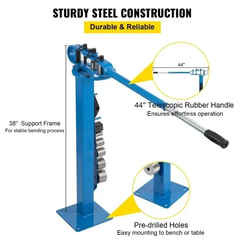 VEVOR Biegen Presser Bender Rohr Stahl, 111,76 cm Teleskopgriff Rohrbiegemaschine, 5/16 x 1-1/4 Zoll und 1/4 x 1-15/16 Zoll Flussstahlkapazität Rohrbiegegerät, Rohrbieger Set mit 7 Formen und 3 Ring – Bild 5