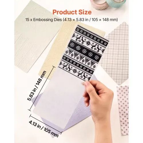 VEVOR Prägeschablonen, 15 Stk. 105x148 mm Prägefolder, Embossing Folder für VEVOR Stanz- & Prägemaschinen, Geprägte Schablonen aus PP-Kunststoff für Scrapbooking & Kartenherstellung – Bild 2
