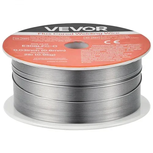 VEVOR Fülldraht 0,8 mm, MIG-Schweißdraht E308LFC-O, 0,9 kg Gasloser Edelstahl-Schweißdraht mit Geringer Spritzerbildung für Alle Schweißpositionen, Selbstschützend für Den Außeneinsatz, 1 Stk. – Bild 8
