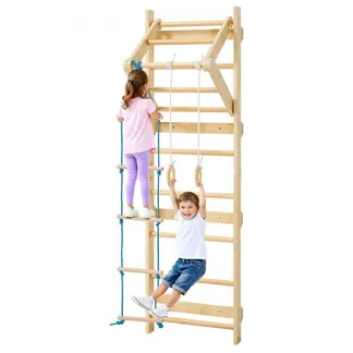 VEVOR schwedische Leiterwand 4 in 1 8-stufiges Kletterspielzeug aus Massivholz 100 kg belastbares Indoor-Klettergerüst mit Turnringen Klimmzugstange Strickleiter Wandleiter VEVOR schwedische Leiterwand 4 in 1 8-stufiges Kletterspielzeug aus Massivholz 100 kg belastbares Indoor-Klettergerüst mit Turnringen Klimmzugstange Strickleiter Wandleiter