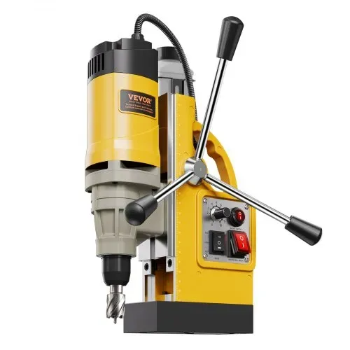 VEVOR Magnetbohrmaschine Kernbohrmaschine 1400 W φ50 mm, 12800 N tragbare elektrische Magnetbohrmaschine mit 6 Kernbohrern, 650 U/min Bohrmaschine für Metalloberflächen Industrie Heimwerker Gelb – Bild 8