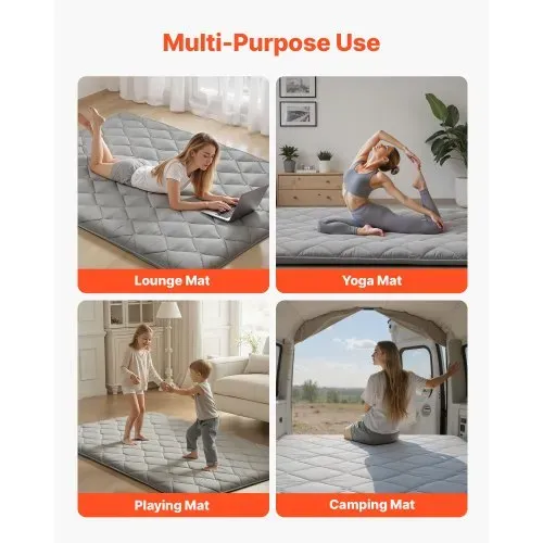 VEVOR japanische Futon-Matratze (2032 x 1372 x 89 mm), faltbare Tatami Bodenmatratze (Full Size) mit Aufbewahrungstasche & Befestigungsmaterial, 9-lagige Schlafmatte für Meditation Yoga, Grau – Bild 6