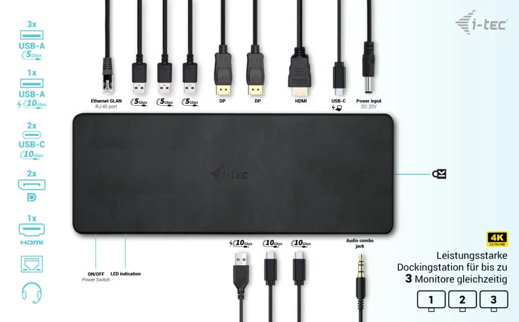 i-tec USB-C Triple Display Docking Station Gen 2 Pro + Power Delivery 100W – Bild 5