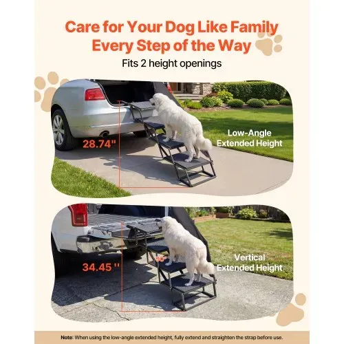 VEVOR Hundetreppe Auto Klappbar 4-Stufig, Extra Breite Hunderampe für Große Hunde mit Rutschfester Oberfläche, Einstiegshilfe für Auto, SUV, LKW, Hochbett, Sofa, Klapptreppe Tragkraft bis 180 kg VEVOR Hundetreppe Auto Klappbar 4-Stufig, Extra Breite Hunderampe für Große Hunde mit Rutschfester Oberfläche, Einstiegshilfe für Auto, SUV, LKW, Hochbett, Sofa, Klapptreppe Tragkraft bis 180 kg