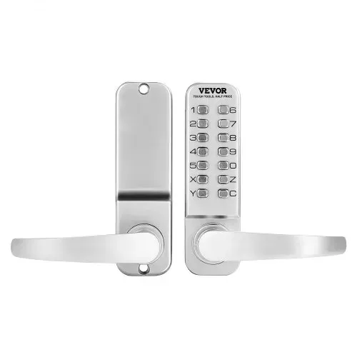 VEVOR mechanisches schlüsselloses Türschloss mit einseitiger Tastatur (14 Tasten), schlüsselloses Türschloss mit Griff, Codeschloss für Haus Büro Außenzaun Hof Silber (35-65 mm starke Tür) – Bild 9