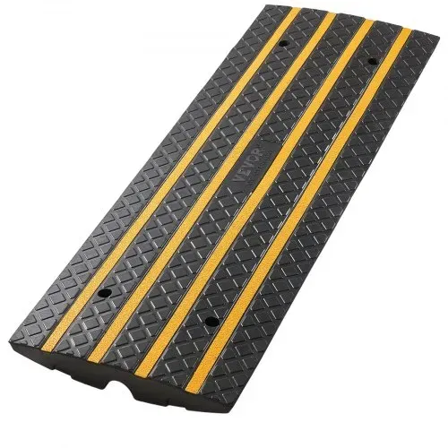 VEVOR Gummi-Bordsteinrampe, 15 Tonnen Tragkraft, 66 mm Anstieg, Auffahrtsrampe mit gelben Reflektorstreifen, Schwellenrampe geeignet für Laderampe, Lager, Garage, Gehweg (1 Stück) – Bild 10
