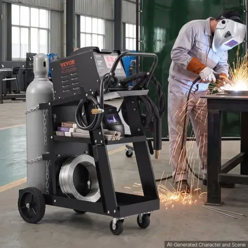 VEVOR Schweißwagen 3 Ablageflächen Schweißmobil Max. 168-181kg Wagen für Schweßgeräte mit 2 Gasflaschenhalterung Ideal für Handschweißen Schutzgasschweißen Argon-Lichtbogenschweißen – Bild 7