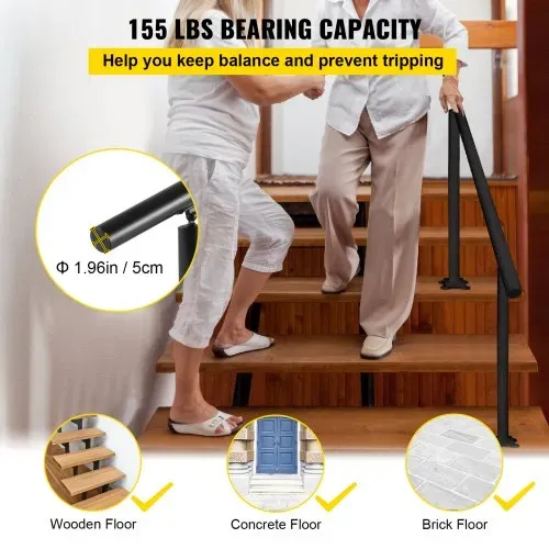 VEVOR Treppengeländer ohne Querstreben 152,8x91cm Handlauf Max. Höhe für Stufen Geländer aus Aluminium 70kg Tragfähigkeit Schwarz Ideal für Treppe mit 0-5 Stufen Veranden Gärten Hotels Garagen – Bild 4