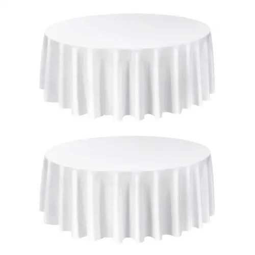 VEVOR 2 Stk. runde Tischdecken Tischwäsche 3048 mm, knitterfreier Tischdeckenschutz, maschinenwaschbares Tischtuch aus Polyestergewebe für Partys Hochzeiten Bankette formelle Veranstaltungen, Weiß – Bild 10