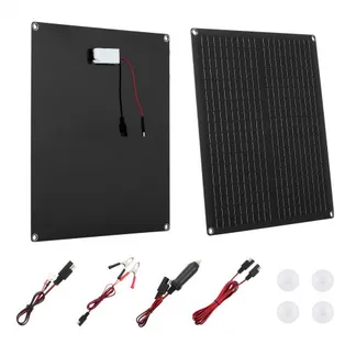 VEVOR 30 W 12 V Solarpanel-Batterieladegerät, Monokristallines Solarpanel-Kit mit integriertem Smart Controller & 3 Verbindungskabeln, tragbar für RV, Auto, Motorrad, Boot, Van, Camper VEVOR 30 W 12 V Solarpanel-Batterieladegerät, Monokristallines Solarpanel-Kit mit integriertem Smart Controller & 3 Verbindungskabeln, tragbar für RV, Auto, Motorrad, Boot, Van, Camper