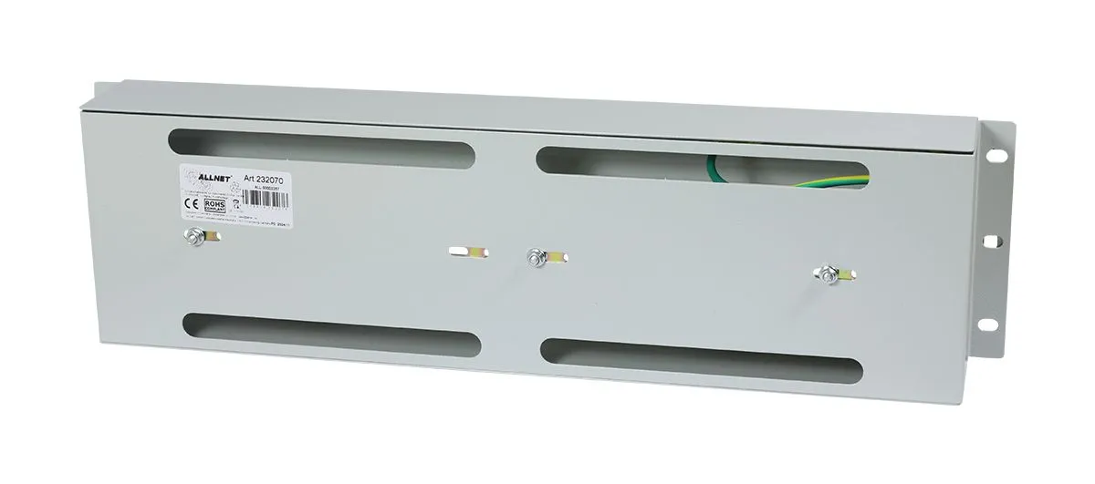 ALLNET 19"zbh. Schutzschalterleiste für Hutschiene/DIN-Rail Geräte, T61mm/3HE, Lichtgrau, Frontmontage, – Bild 5