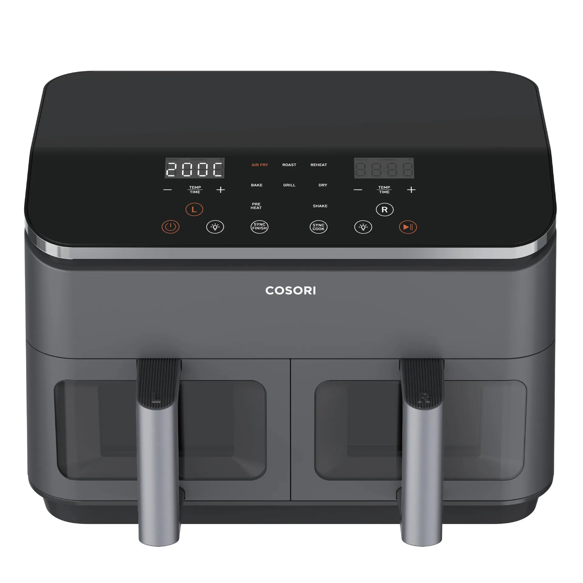 Cosori Dual Basket Chef Edition Doppel 8,5 l Eigenständig 1750 W Heißluftfritteuse Schwarz, Silber – Bild 3