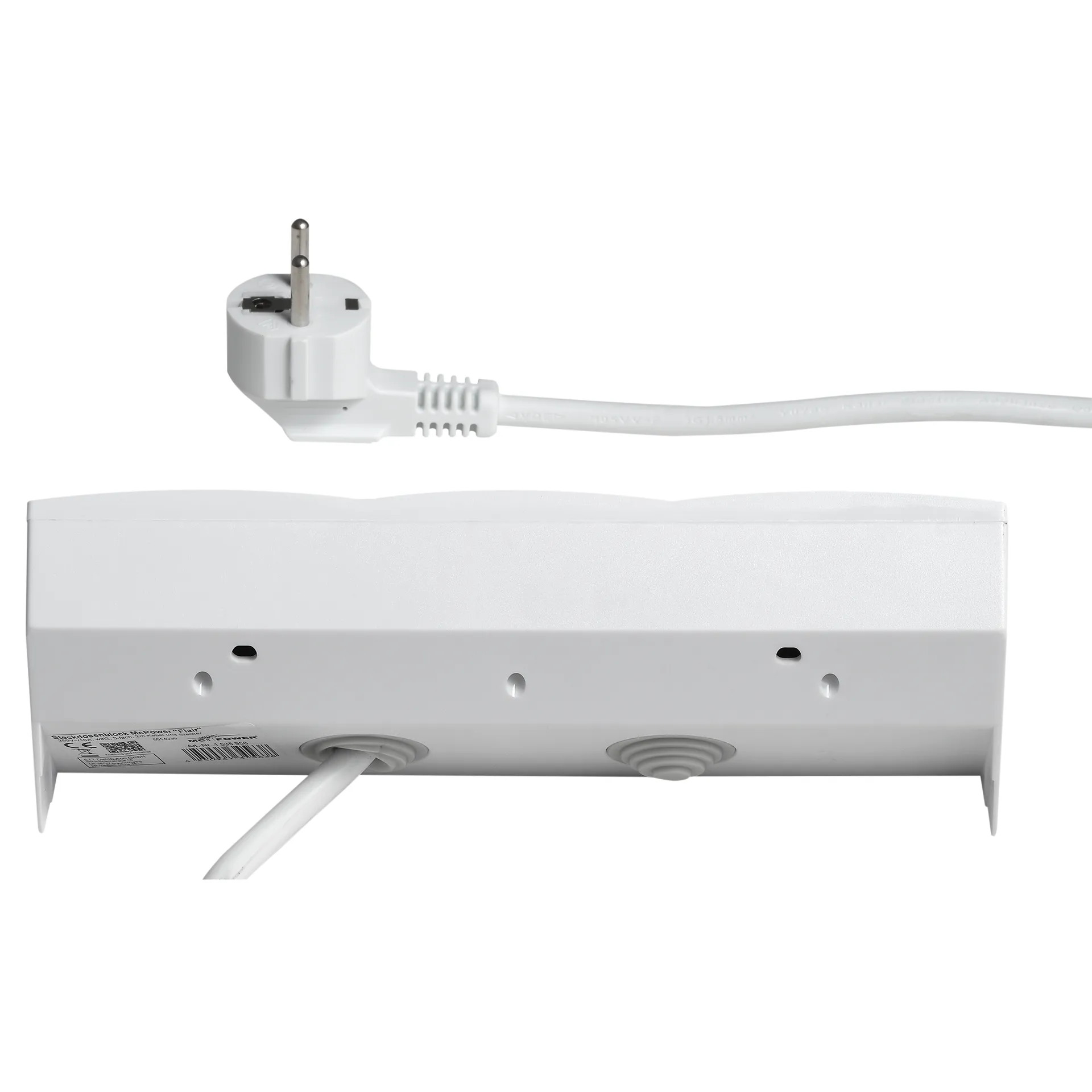 Steckdosenblock McPower ''Flair'' 250V~/16A, weiß, 3-fach, 2m Kabel und Stecker – Bild 4
