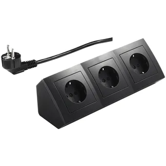 Steckdosenblock McPower “Flair“ 250V~/16A, schwarz, 3-fach, 2m Kabel+ Stecker Steckdosenblock McPower “Flair“ 250V~/16A, schwarz, 3-fach, 2m Kabel+ Stecker