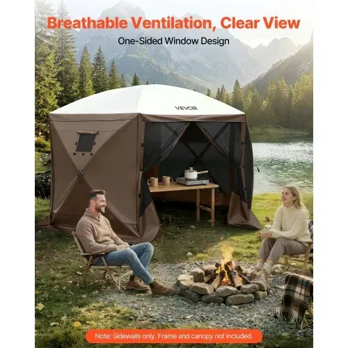 VEVOR 3x Seitenwände für Pavillon Seitenteile, 1,73 x 1,48 m, Wasserfeste Seitenplanen mit Sonnenschutz PU-Beschichtung, Seitenwand inkl. 1 Fenster für Faltpavillon Partyzelt Outdoor-Events, Braun – Bild 4