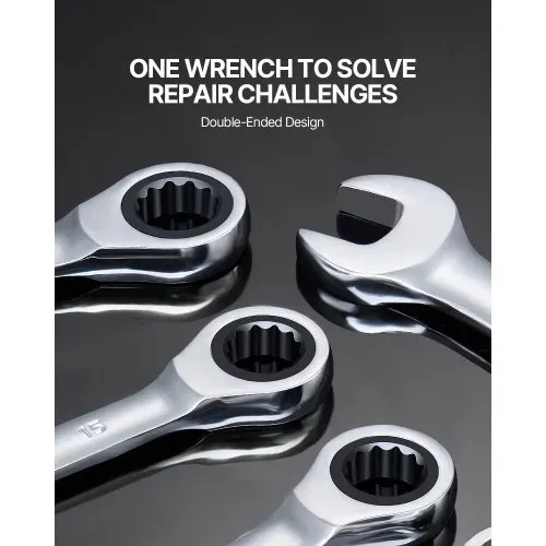 VEVOR Schlüsselsatz 8-teiliger Ratschenschlüsselsatz mit Organizer-Rack, Cr-V-Stahl-Schlüsselsatz metrisch 8 mm bis 19 mm, ideal für den allgemeinen Haushalt Garage Werkstatt Autoreparaturen – Bild 4