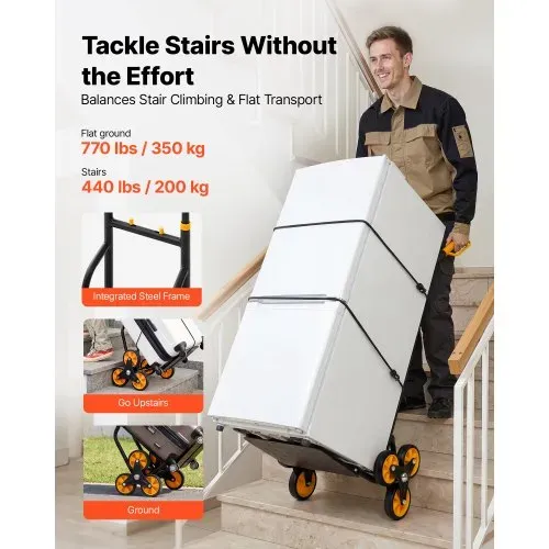 VEVOR Treppensackkarre klappbar, Sackkarre 200 kg Tragkraft, Treppensteiger mit 6 Rädern & 2 Spanngurten, Transportkarre, Treppenkarre, Stapelkarre, ideal für Haushalt, Einkauf & Lager VEVOR Treppensackkarre klappbar, Sackkarre 200 kg Tragkraft, Treppensteiger mit 6 Rädern & 2 Spanngurten, Transportkarre, Treppenkarre, Stapelkarre, ideal für Haushalt, Einkauf & Lager