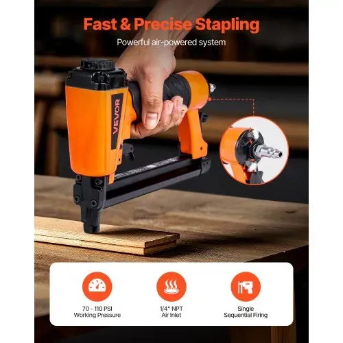 VEVOR Druckluftnagler, T50 Druckluft Tacker für 10,8 mm Krone, 4 -16 mm lange Klammern, 70 – 110 PSI Klammergerät für Holzbearbeitung, Polsterung, Stoff, Handwerk, DIY-Projekte VEVOR Druckluftnagler, T50 Druckluft Tacker für 10,8 mm Krone, 4 -16 mm lange Klammern, 70 – 110 PSI Klammergerät für Holzbearbeitung, Polsterung, Stoff, Handwerk, DIY-Projekte