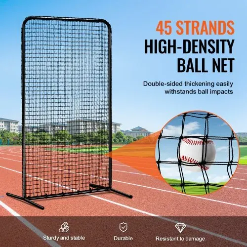 VEVOR I-Typ für Schlägerkäfig 1220 x 910 x 2130 mm Baseball- und Softball-Sicherheitsschirm Körperschutz Tragbarer Schlagschirm mit Tragetasche & Bodenpfählen, Outdoor Baseball-Pitching-Netz Schwarz – Bild 2
