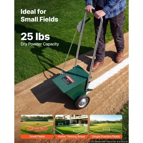 VEVOR Markierwagen Linien-Markiergerät Trocken 11,3 kg Pulverkapazität Grün, für Rasenfläche Feld & Sportplatz, Stahlkonstruktion, 50-100 mm Einstellbare Linienbreite, Klare & Gleichmäßige Markierung VEVOR Markierwagen Linien-Markiergerät Trocken 11,3 kg Pulverkapazität Grün, für Rasenfläche Feld & Sportplatz, Stahlkonstruktion, 50-100 mm Einstellbare Linienbreite, Klare & Gleichmäßige Markierung