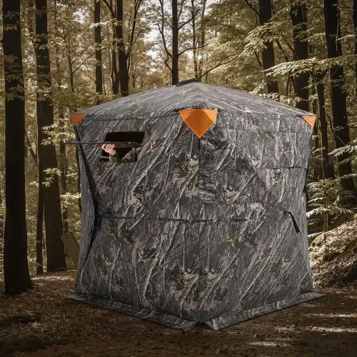 VEVOR Jagdversteck, 270° durchsichtiges Bodenversteck, 1–2 Personen Pop-Up-Hirschversteck für die Jagd mit Tragetasche, tragbares, belastbares Jagdzelt, durchsichtiges Einwegnetz für Hirschjagd – Bild 7