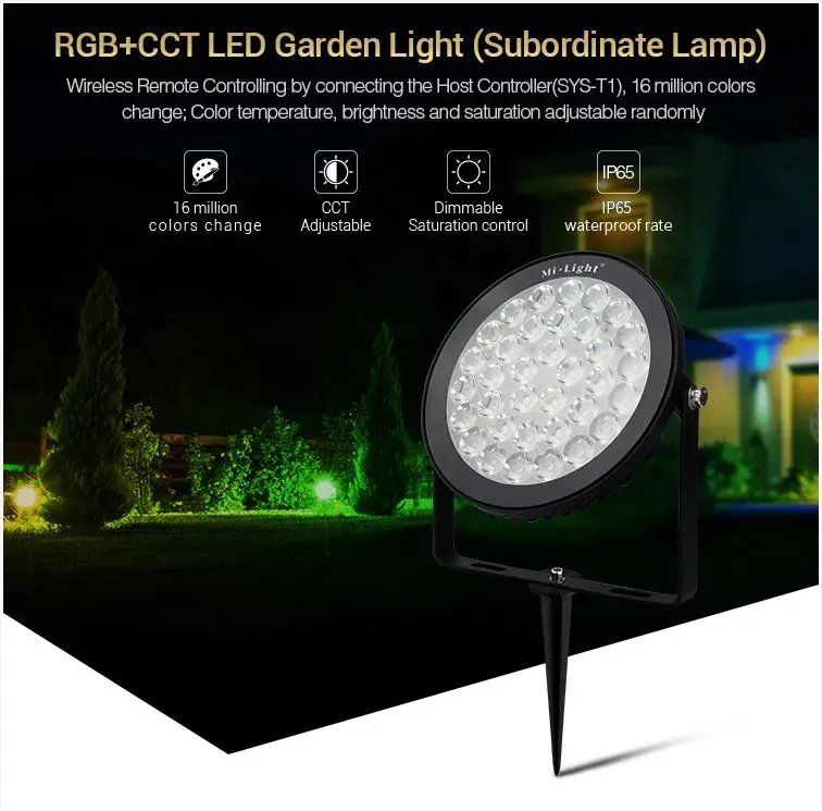 MiBoxer SYS-RC2 LED Subordinate Garten Lampe 15W RGB-WW (RGB-CCT) mit Funk und WLAN IP66 24V MiBoxer SYS-RC2 LED Subordinate Garten Lampe 15W RGB-WW (RGB-CCT) mit Funk und WLAN IP66 24V