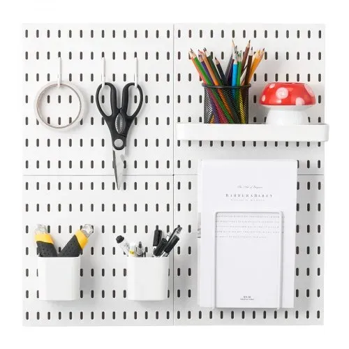 VEVOR Werkzeugwand, 28 x 28 cm, 4er-Set, Kunststoff-Stecktafel-Wand-Organizer-Set mit Zubehör, für Garage, Werkzeugaufbewahrung, Küche, Wohnzimmer, Bastelraum, Büro, Badezimmer, Zuhause, weiß – Bild 8