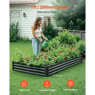 VEVOR Hochbeet Metall 2400x1200x290 mm, Pflanzbeet, Gemüsebeet, Pflanzkasten mit offenem Boden & abgerundeten Kanten, Blumenbeet, Kräuterbeet, ideal für Gemüse, Blumen, Kräuter & Sukkulenten VEVOR Hochbeet Metall 2400x1200x290 mm, Pflanzbeet, Gemüsebeet, Pflanzkasten mit offenem Boden & abgerundeten Kanten, Blumenbeet, Kräuterbeet, ideal für Gemüse, Blumen, Kräuter & Sukkulenten