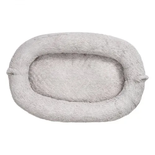 VEVOR Hundebett für Menschen & Hunde, 132x86x24 cm, Memory-Schaum-Hundebett in Menschengröße, mit Seitentasche, Griff & Reißverschluss, abnehmbarer, maschinenwaschbarer Bezug, Langplüsch, Grau – Bild 8
