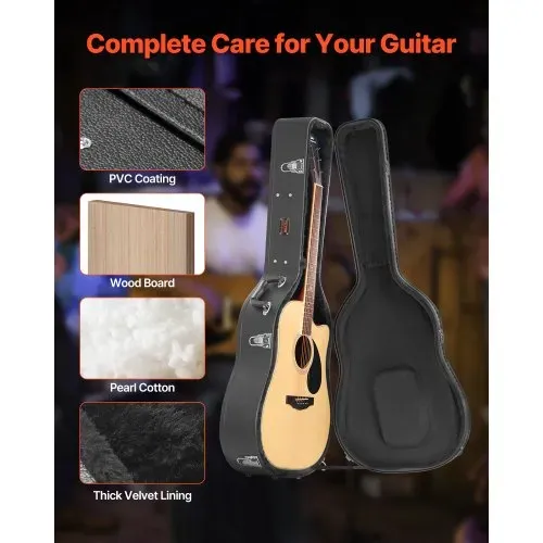 VEVOR Gitarrenkoffer Case Hartschalenkoffer Westerngitarre abschließbar 110cm / 43,41 inch – Bild 3