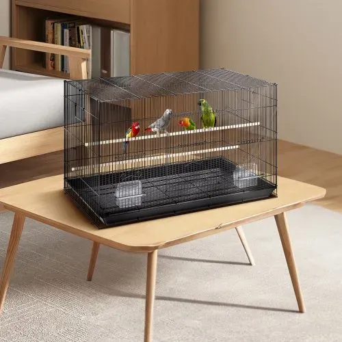 VEVOR Vogelvoliere 76x46x45cm Vogelkäfig aus Q195-Kohlenstoffstahl Vogelhaus für 2-3 mittelgroße bis große Vögel Voliere mit Sicherheitstür Vogelheim Vogelbauer – Bild 7