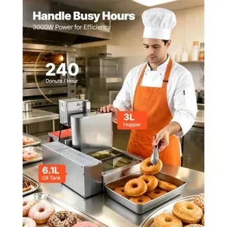 VEVOR Gewerbliche Automatische Donutmaschine, 4-reihige Donutmaschine, 240 Stück/h, Elektrischer Hochleistungs-Donutbereiter, Fritteuse aus Edelstahl mit Intelligenter Steuerung, Donut Maker VEVOR Gewerbliche Automatische Donutmaschine, 4-reihige Donutmaschine, 240 Stück/h, Elektrischer Hochleistungs-Donutbereiter, Fritteuse aus Edelstahl mit Intelligenter Steuerung, Donut Maker