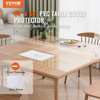 VEVOR Kunststoff-Tischdecke, 137,2 x 137,2 cm, 1,5 mm dick, transparenter Tischschutz, quadratische PVC-Schreibtischunterlage, wasserdichte und leicht zu reinigende Schreibtischunterlage, Tischdecke, für Büro, Kommode, Esszimmertisch, Nachttisch VEVOR Kunststoff-Tischdecke, 137,2 x 137,2 cm, 1,5 mm dick, transparenter Tischschutz, quadratische PVC-Schreibtischunterlage, wasserdichte und leicht zu reinigende Schreibtischunterlage, Tischdecke, für Büro, Kommode, Esszimmertisch, Nachttisch