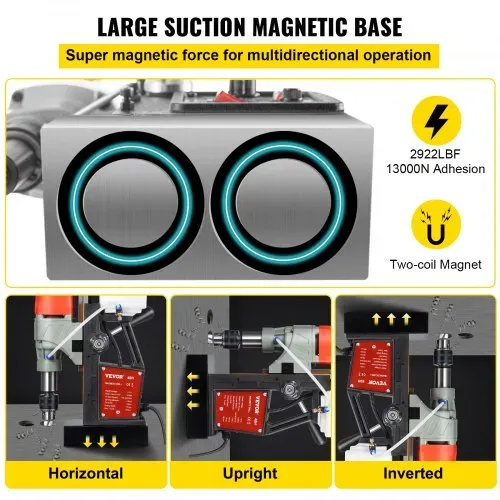 VEVOR 1200 W Magnetbohrer Magnetbohrmaschine 13000 N Elektrische Kernbohrmaschine Industrielle Bohrmaschine 580 RPM mit variabler Geschwindigkeit für alle Oberflächen und Heimwerkerarbeiten – Bild 4