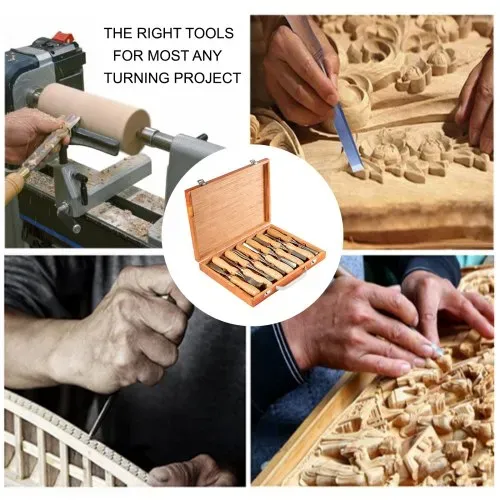 VEVOR Stechbeitel Set 60CRV Holz Schnitzwekzeug 12 Stück Hochgeschwindigkeitsstahl Holzmeißel Set mit Koffer – Bild 6