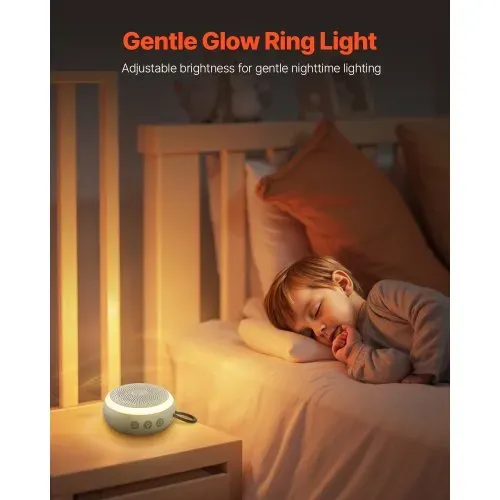 VEVOR Einschlafhilfe, White Noise Machine, 20 Musiktitel, 4-in-1-Soundmaschine mit weißem Rauschen, automatischem Abschalttimer, sanftem Ringlicht, Speicherfunktion & Kindersicherung, Rauschgerät – Bild 2