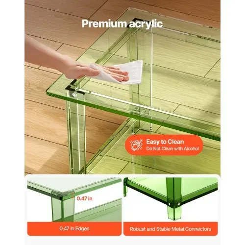 VEVOR Couchtisch Sofatsich aus Acryl, 2-stufiger Beistelltisch mit Ablagefläche, moderner rechteckiger Arcyltisch ideal für Esszimmer Kücheninsel Restaurant Büro, 50 x 80 x 40 cm (Grün) – Bild 4