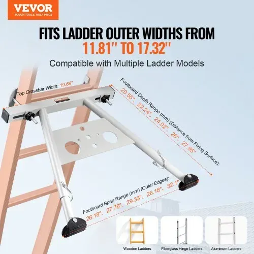 VEVOR Leiterstabilisator 815x710x55 mm, verstellbare Füße, Abstandshalter für Ausziehleitern, Wandleiterzubehör für Dachrinnen, Wandleiter-Abstandshalter, rutschfeste Gummifüße, Tragkraft: 150 kg VEVOR Leiterstabilisator 815x710x55 mm, verstellbare Füße, Abstandshalter für Ausziehleitern, Wandleiterzubehör für Dachrinnen, Wandleiter-Abstandshalter, rutschfeste Gummifüße, Tragkraft: 150 kg