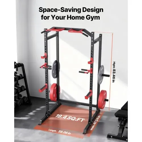 VEVOR Power Cage Power Rack, multifunktionales Squat-Rack mit verstellbarer Höhe, Heimfitnessgerät für Krafttraining mit J-Haken & weiteren Fitnessaufsätzen für Bankdrücken Klimmzüge Dips – Bild 4