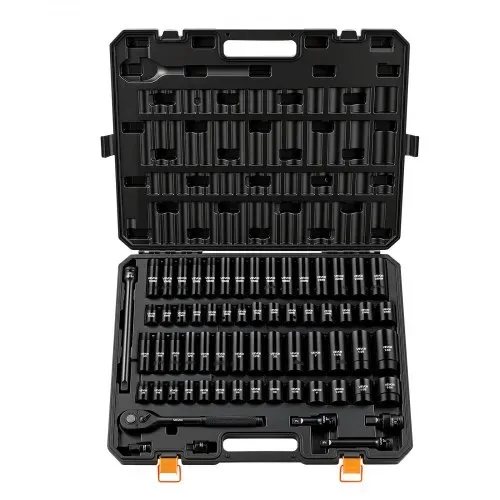 VEVOR Schlagschrauber Nüsse Set 1/2 Zoll Schlagnuss-Set 65-tlg., Sechsant-Steckschlüssel SAE 3/8 bis 1-1/4 Zoll & Metrisch 10-24 mm Koffer Chrom-Vanadium-Legierungsstahl für Fahrzeugreparaturen – Bild 10
