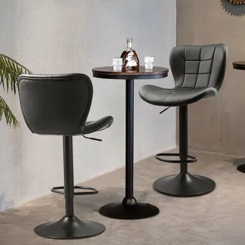 VEVOR Barhocker moderner Thekenhocker aus PU-Leder 2 Stk. 360° drehbarer Bistrohocker mit Rückenlehne & Fußstütze, höhenverstellbarer Küchenhocker (149,7 kg belastbar) für Esszimmer Bar – Bild 7