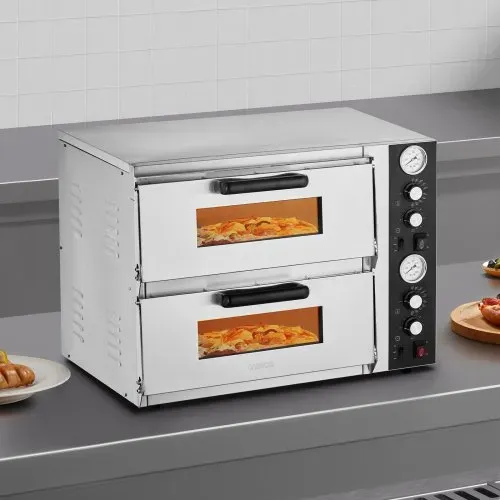 VEVOR elektrischer Pizzaofen für 457 mm Pizza 2500 + 2500 W Pizzabackofen bis 450 °C, Pizzamaker mit Zeit- und Temperaturregelung & Doppelkammer, Pizzabackmaschine Pizzamaschine multifunktional – Bild 7