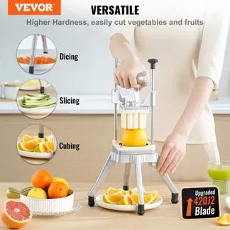 VEVOR Kommerziell Kartoffelschneider Pommes Frites Schneider 1/2 + 3/8 + 1/4 Zoll + 6 Keile, Frittenschneider Gemüseschneider Zerkleinerer Obstschneidemaschine mit 6 Ersatzklingen, Edelstahl Zerhacker VEVOR Kommerziell Kartoffelschneider Pommes Frites Schneider 1/2 + 3/8 + 1/4 Zoll + 6 Keile, Frittenschneider Gemüseschneider Zerkleinerer Obstschneidemaschine mit 6 Ersatzklingen, Edelstahl Zerhacker
