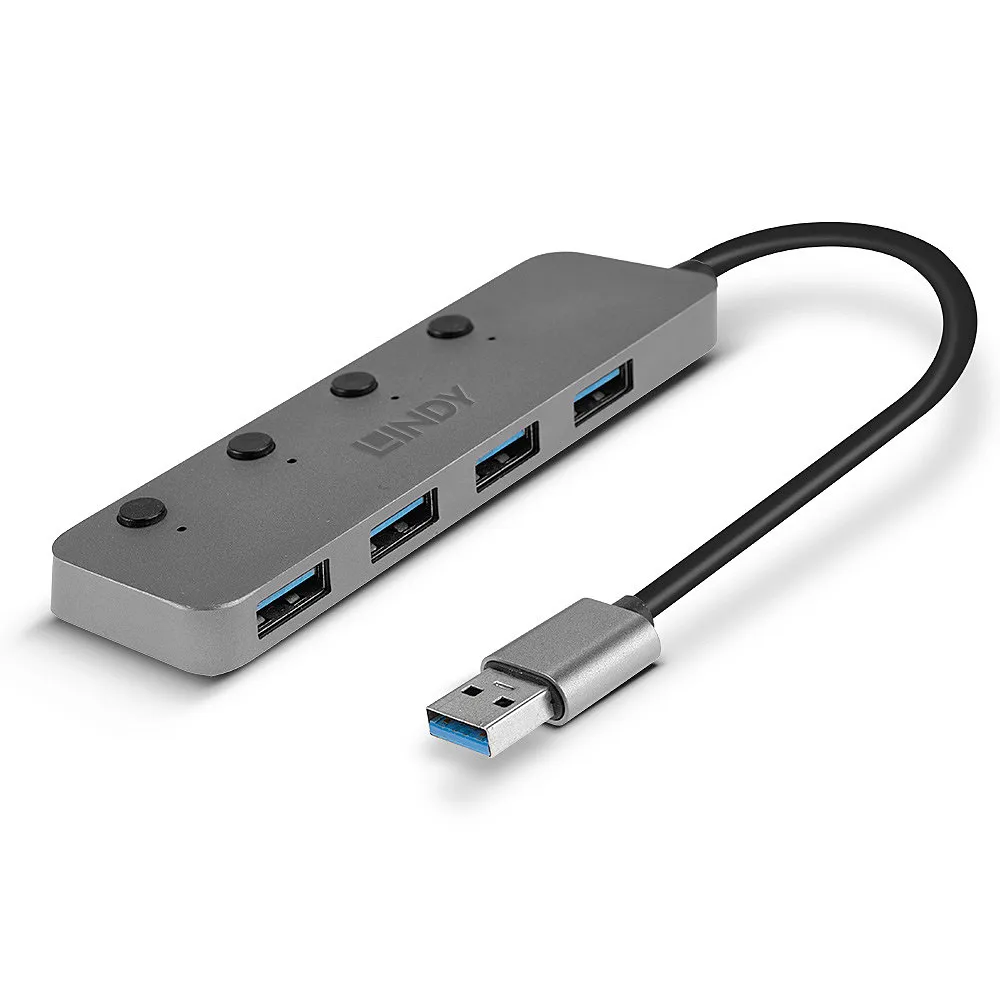 Lindy 43309 Schnittstellen-Hub USB 3.2 Gen 1 (3.1 Gen 1) Type-A 5 Mbit/s Grau – Bild 4