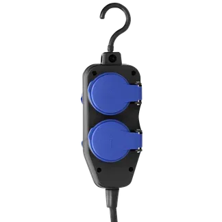 Netzkabel Schutzkontakt-Verlängerung, 4fach, 5m, 3×1,5mm², IP44, schwarz Netzkabel Schutzkontakt-Verlängerung, 4fach, 5m, 3×1,5mm², IP44, schwarz