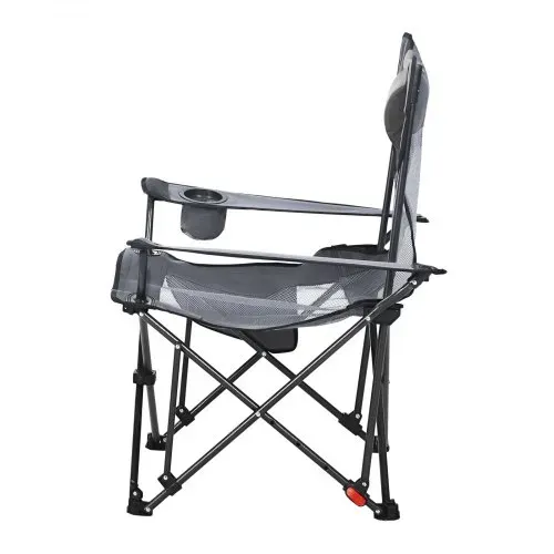 VEVOR Campingstuhl faltbar, Liegestuhl mit 4 verstellbaren Positionen, Relaxsessel Liege mit Getränkehalter, Netz-Strandstuhl mit Kopfstütze & Fußstütze, trägt 100 kg , für Outdoor Camping, grau – Bild 8
